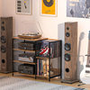 Cross-border new record player storage rack record amplifier table vinyl record storage rack living room CD rack iron wood