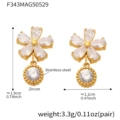 F343-gold five-leaf zircon earrings