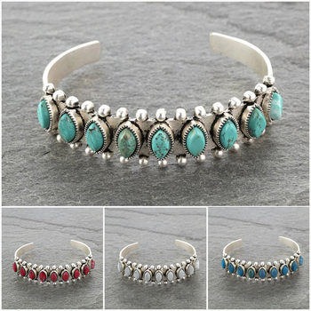 Bohemian style turquoise open bracelet Amazon foreign trade retro pattern bracelet bracelet female