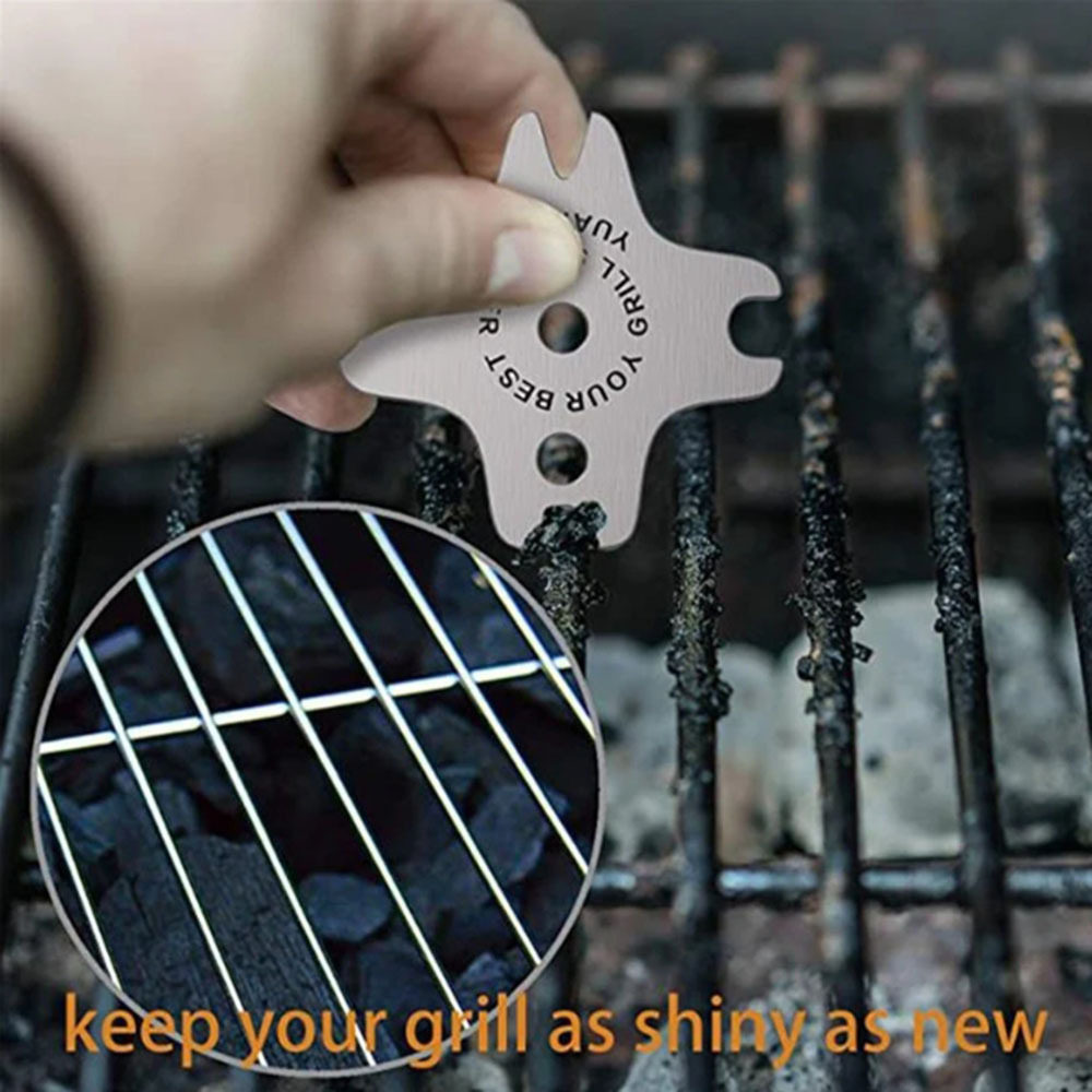 Multifunctional barbecue scraper thickened stainless steel barbecue grill cleaning brush cleaning scraper barbecue grill gap cleaning