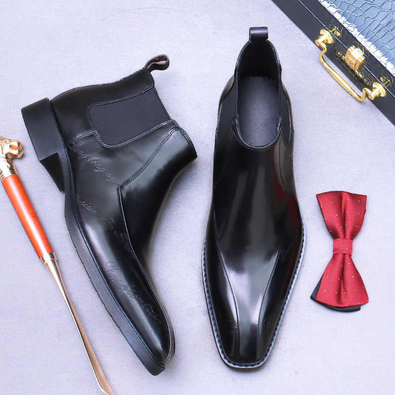 Giày Chelsea Boot nam cổ cao da bò thật phong cách công sở — Màu nâu, Màu đen, Màu cà phê