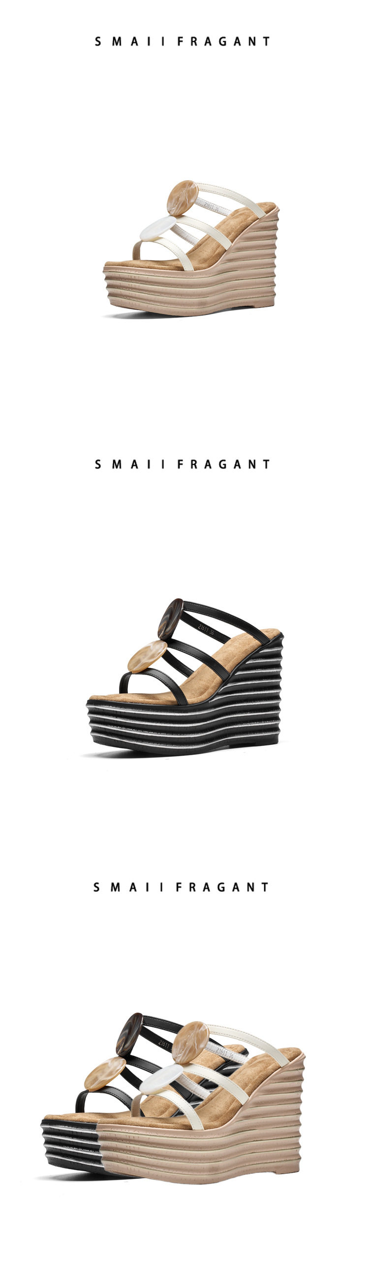 Sandal cao gót nữ quai ngang hở mũi đế xuồng 12 cm — [Trắng], [Đen] chi tiết 6
