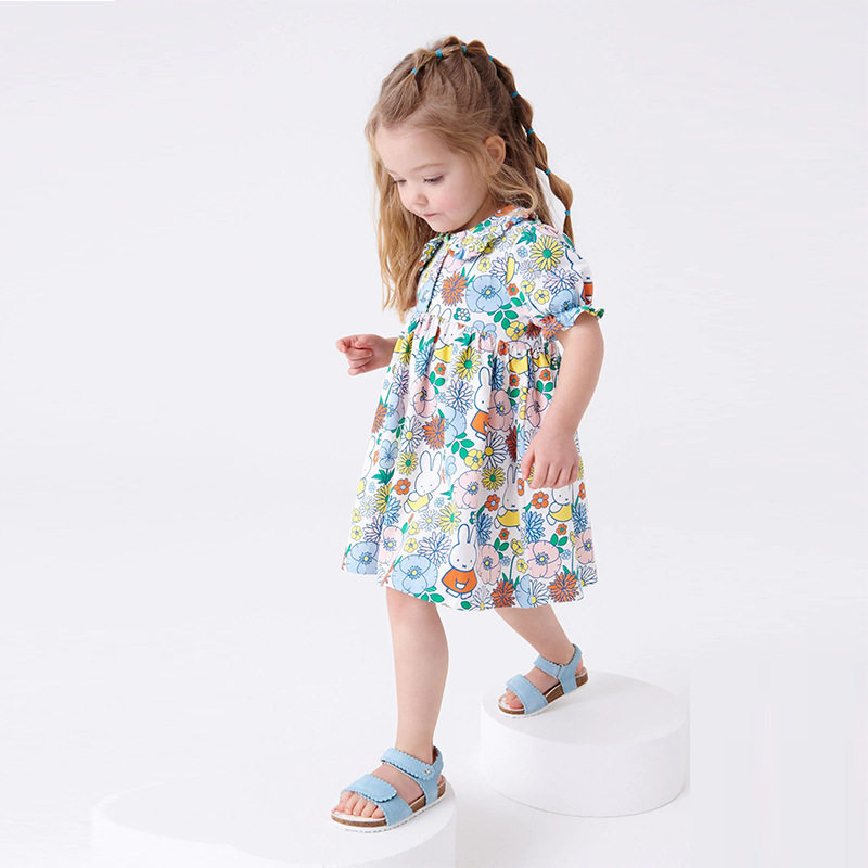 Custom-made Kids' Dress, New Summer Children's Clothing, Cartoon Printed Collared Cotton Girls' Dress