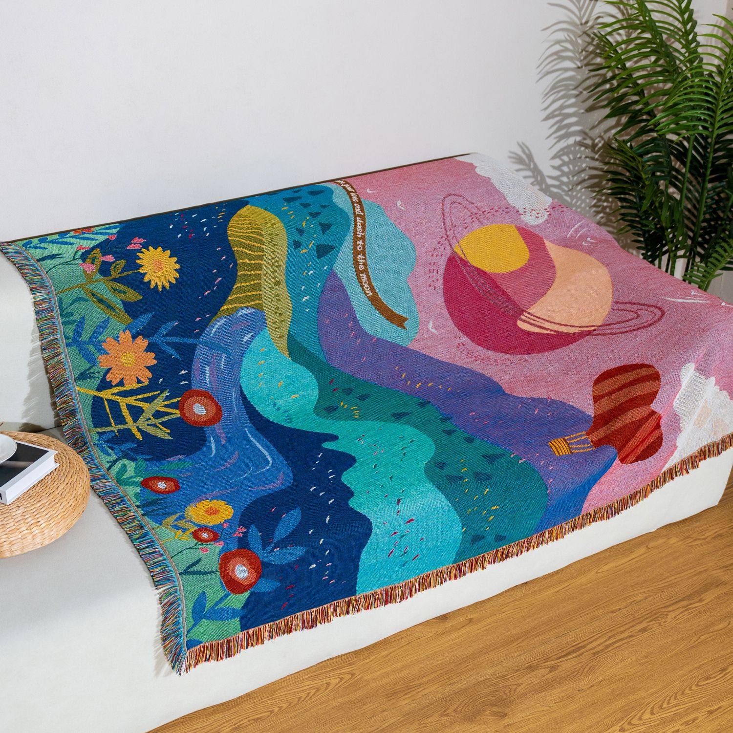 New Ins Style Jacquard Blanket Thickened Encryption Sofa Cover Blanket Internet Popular Tapestry Art Gift Blanket Designer Style