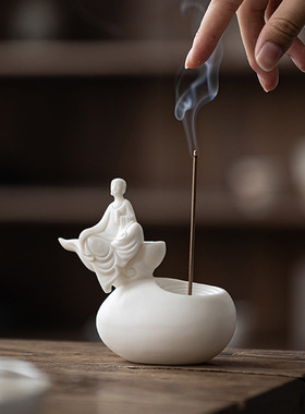 禅意陶瓷无相小僧香插香座小和尚