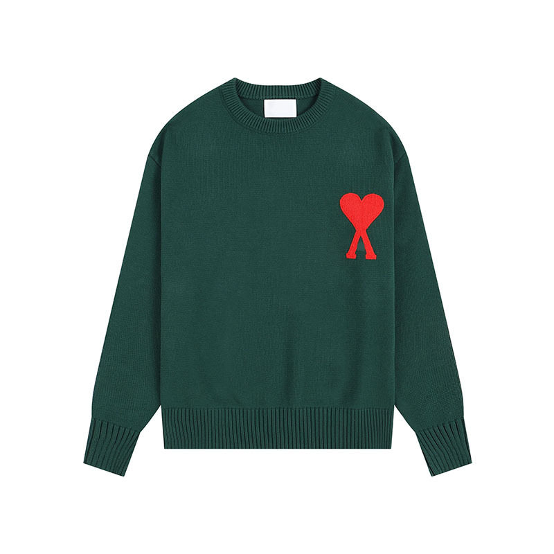 秋冬新款高领爱心毛衣男女条纹青年桃心跨境外贸休闲套头针织衫