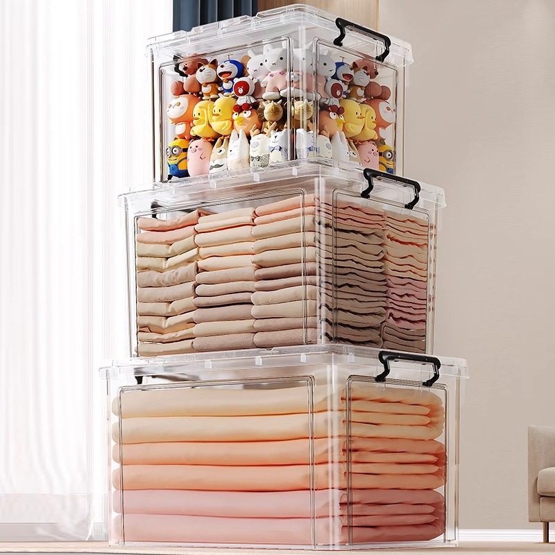 Transparent Storage Box Large Capacity Super Large Household Wardrobe Clothes Plastic Organiser Toy Trunk Storage Box