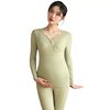 De Rong Pregnant Women's Autumn Clothes and Pants suit Pregnant Women's Luna Nursing Pajamas Winter Thermal Underwear fleece-lined Thickened