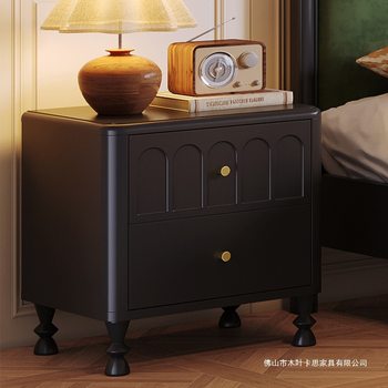 French Retro Style Bedside Table Simple Modern Bedroom Solid Wood Storage Cabinet Home Light Luxury High-End Bedside Storage Cabinet