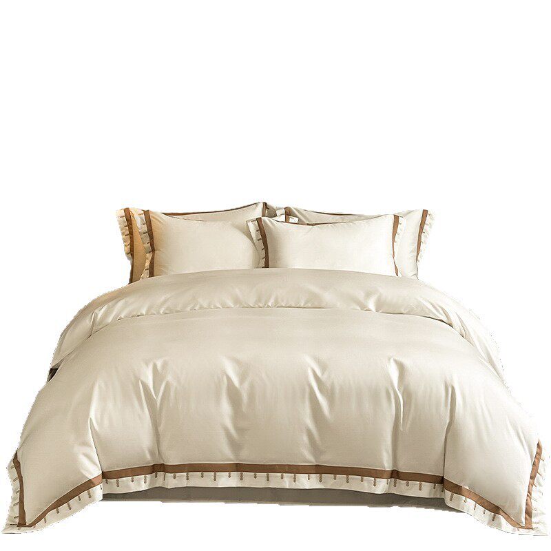 Class a Classy 240-Count Pure Cotton Long-Staple Cotton Four-Piece Set Accessible Luxury Pure Cotton Quilt Cover Bed Sheetss Skin-Friendly Naked Sleeping Nantong Home Textiles