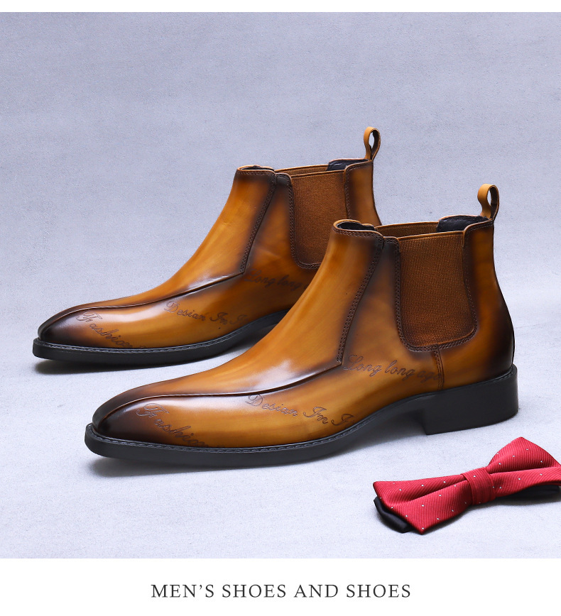 Giày Chelsea Boot nam cổ cao da bò thật phong cách công sở — Màu nâu, Màu đen, Màu cà phê