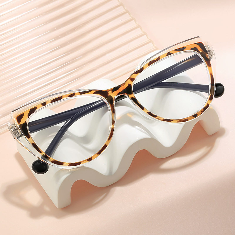 New Cat-Eye Color-Blocking Frame Personality Plain Glasses Fashion European and American Style Natural Look Xiaohongshu Street Glasses Frame for Women Trendy