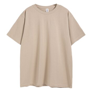 Ag260 Heavy-Duty 32-Count National Trend Oversized Drop-Shoulder T-Shirt for Men, Pure Cotton, Solid Color, Men's Round Neck Short-Sleeve with Printed Logo