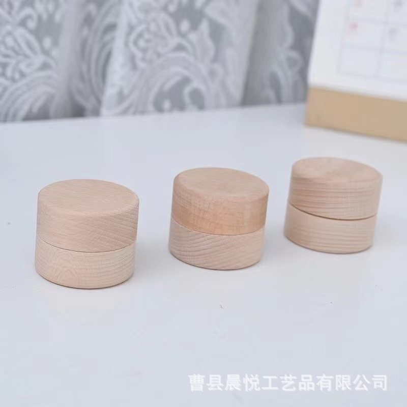 Casual Wooden Round Ring Box Earrings Jewelry Storage Box Wedding Solid Wood Ring Box Wooden Baby Toothbrush Box