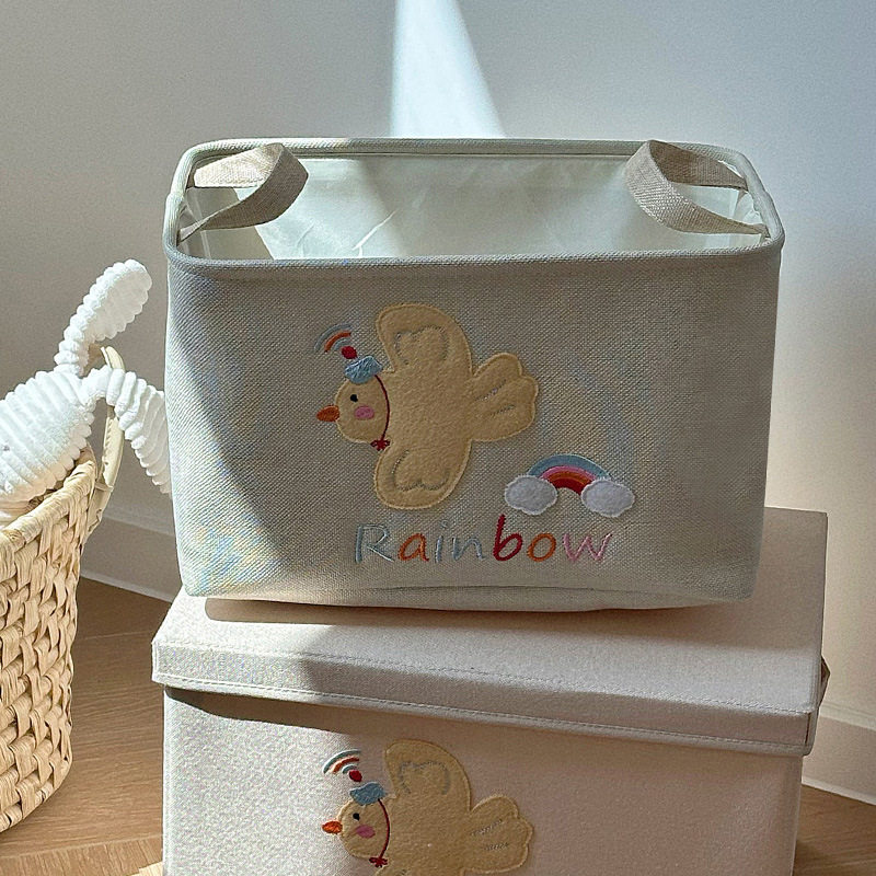 Cartoon Fabric Thickened Storage Basket Home Wardrobe Clothing Storage Box Student Children's Room Dormitory Car Snack Basket