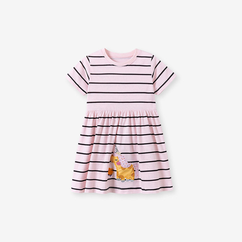 Girls' Summer Striped Cotton Dress Wholesale, Kids' Dress