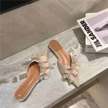 Half-support and Half-slippers Women's Autumn and Winter 2024 New French Outwear Niche Flat Bottom Baotou Fairy Style Shoes Single-layer Shoes