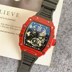 New Foreign Trade Men's Three-Hand Quartz Watch European and American Sports Silicone Ghost Head Watch Barrel-Shaped Richard Watch Wholesale