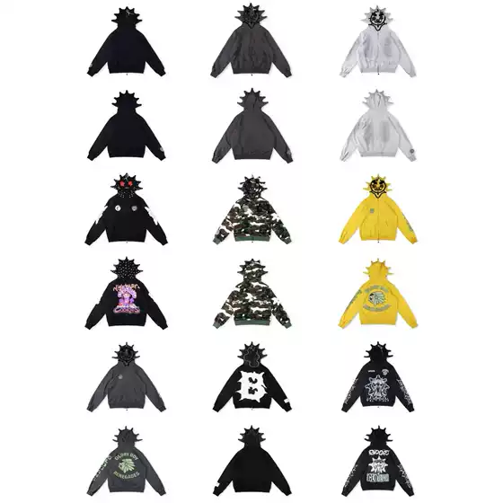 2026 Glo Gang the Glory Full Zip Hoodie with Cartoon Print and Embroidery Zipper