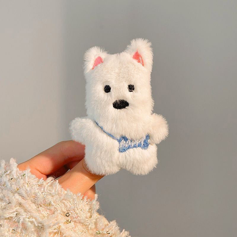 西高地毛绒小狗发夹高颜值可爱软萌少女甜美ins学生发圈配饰毛毛