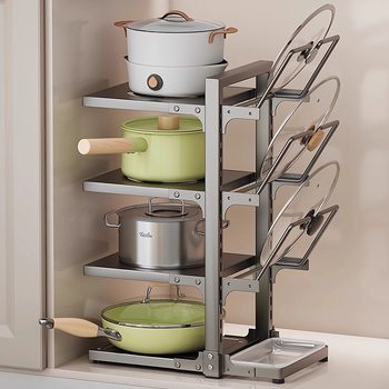 Pot Storage Rack Cabinet Countertop Pot Rack Kitchen Storage Rack Household Multi-Functional Sink Storage Rack Artifact