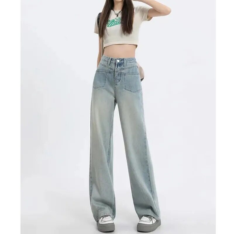 High Waisted Loose Fit Womens Denim Jeans Slimming Versatile Trendy Casual Wear for Students Wholesale Available