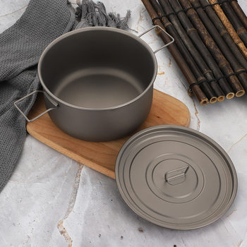 Pure Titanium Outdoor Pot Set, Frying Pan, Camping Cookware Set, Foldable, Lightweight, Portable Soup Pot and Frying Pan Set