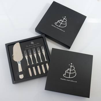 Birthday Cake Stainless Steel Cutlery Set High-End Seven-Piece Set Hat Candle Plate Matches Disposable