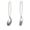Cross-Border 304 Stainless Steel Kidsren's Spoon and Fork Baby Short Handle Food Supplement Tableware Eating Spoon Wide Handle Flats Spoon