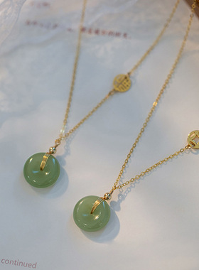 招财纳福玉石锁骨链复古国潮