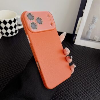 Iphone17Promax Business-Style Lychee-Pattern Phone Case Suitable for Apple 16 Crystal Lens 13 Full Coverage 14 Hard Case
