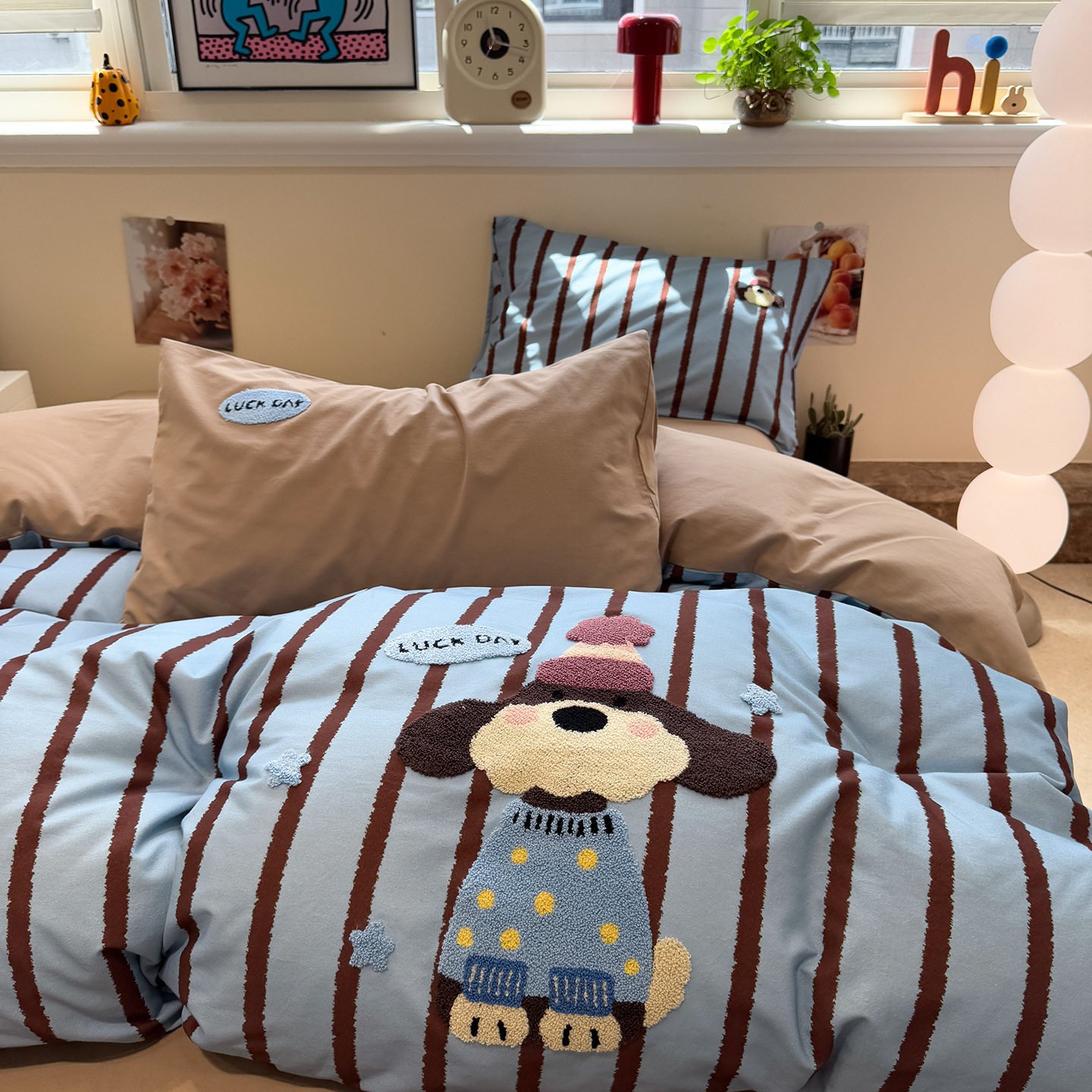 Autumn and Winter Thickeneded Brushed Cotton Bed Four-Piece Set Pure Cotton Cartoon Kidsren's Towel Embroidered Quilt Cover Bed Bed Sheets Three-Piece Set