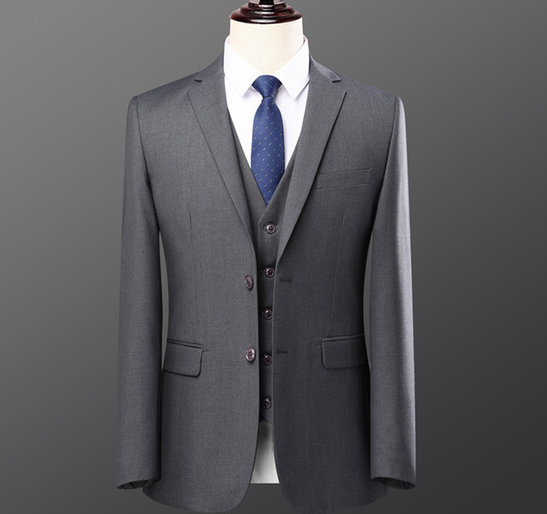 Bộ vest nam hai mảnh dáng ôm phong cách Hàn Quốc, lễ phục cưới và đi làm — Bộ áo và quần một cúc màu xanh navy, Bộ đồ màu xám một cúc (áo + quần), Bộ đồ đen một cúc (áo + quần), Bộ đồ hai cúc màu xanh tím than (áo + quần)