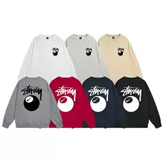 Cross-Border American Sweatshirt for Men and Women, Classic Letter Print, Black 8 Dice Long-Sleeved Round Neck Jacket, Supports Pattern Changes