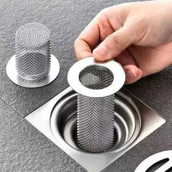 Stainless Steel Sewer Net Bathroom Anti-Hair Anti-Clogging Bathroom Filter Wash Basin Water Plug Filter