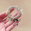 New Cherry Hair Rope Women's Payertail Ball Hair Ring pink Crystal Rubber Tendon High Elastic Hair Ring Tie Rope