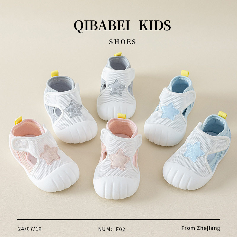 Qibabei Toddler Shoes, Kidsren's Baby Sandals, Non-Slip Summer Baby Shoes, Soft Soles, Breathable Toe Caps for Boys and Girls