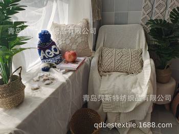 Macrame Hand-woven Cotton Rope Pillow Cushion Cover Wholesale Customized Source Factory Cross-border Exclusive