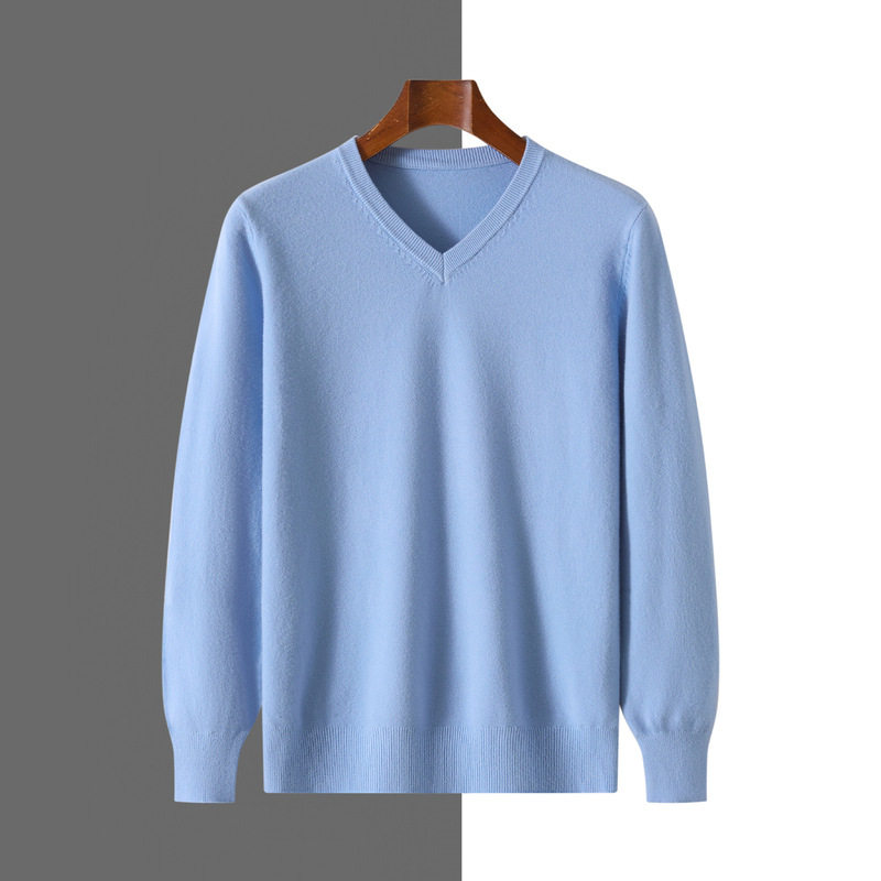 男士羊绒衫v领打底毛衣秋冬套头商务休闲内搭打底针织衫上衣