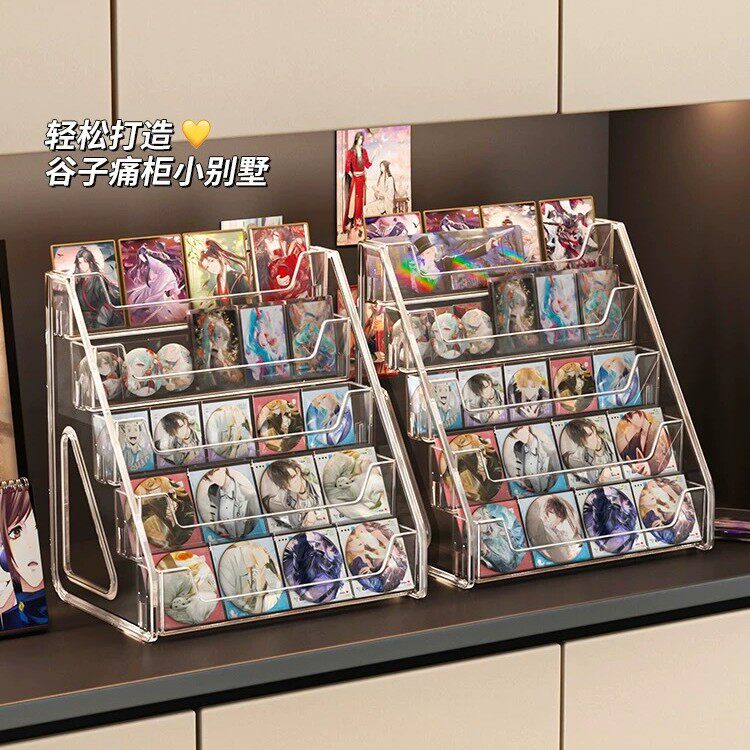 ✅ Acrylic Display Stand with Tiered Shelves for Desktop, Small Card, Colored Paper, and Multi-Layered Grain Storage