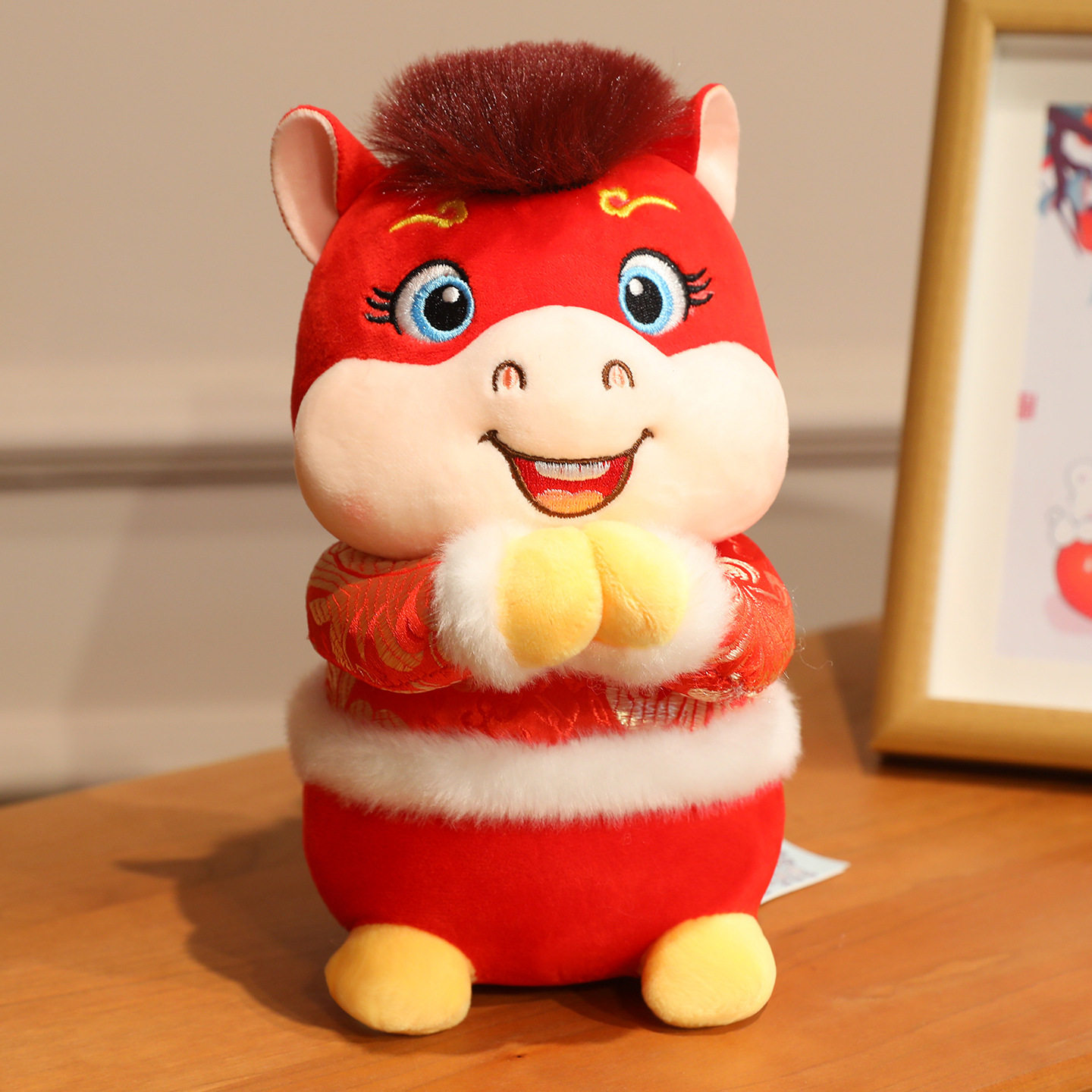 新款生肖马毛绒玩具公仔马上有钱玩偶新年礼物马年吉祥物马上有福