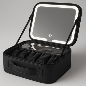 Amazon's Cross-Border Hot New Model Led Lighted Cosmetic Bag with Mirror Box Large Capacity High-End Portable