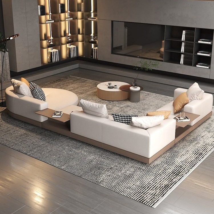 意式极简康纳利沙发大平层客厅棉麻布艺家具简约真皮贵妃转角组合