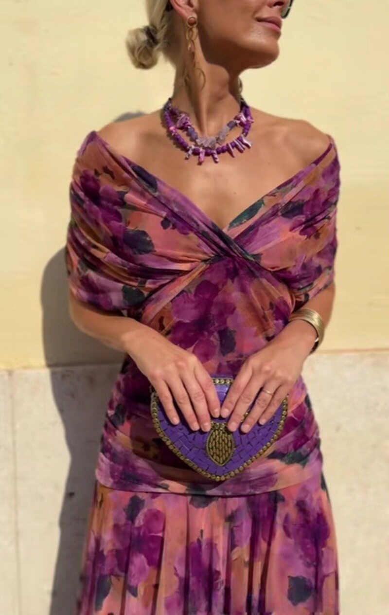 Elegant Womens Solid Color Deep V Neck Mesh Dress Waist Defined Autumn Style Wholesale Available