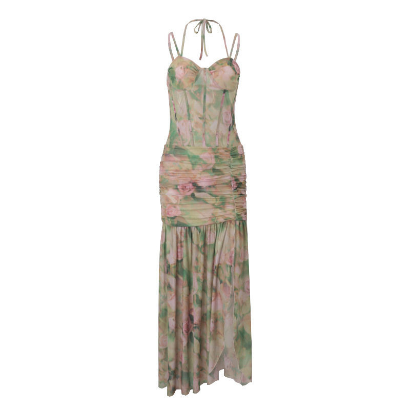 Womens High Waisted Floral Print Maxi Dress Sexy Sleeveless Split Design Perfect for Spring Vacations Wholesale