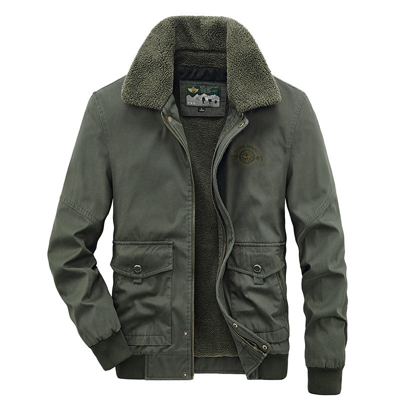 新款冬季男士棉衣外套翻领多口袋加绒加厚青中年休闲棉服2188