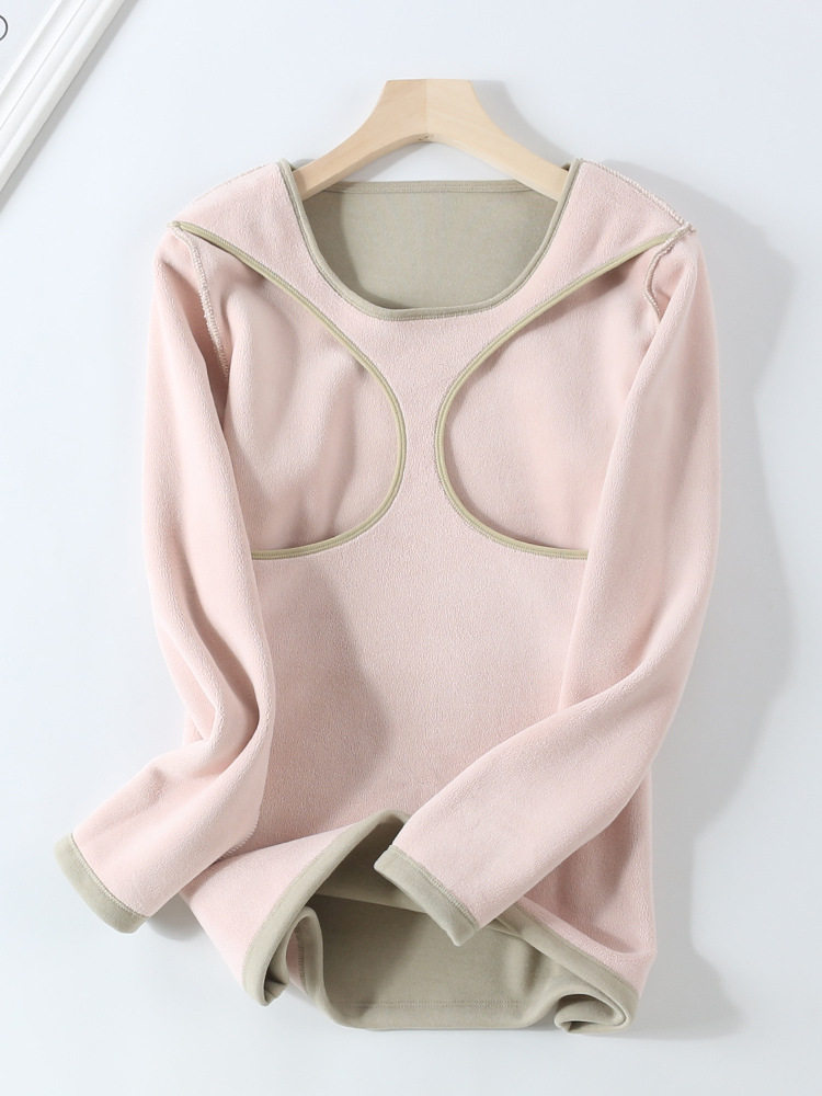 Pregnant Women's Lactation Warm Top fleece-lined Thickened Cationic Composite One-piece Cashmere Postpartum Feeding Moon Clothing for Autumn and Winter