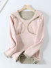 Pregnant Women's Lactation Warm Top fleece-lined Thickened Cationic Composite One-piece Cashmere Postpartum Feeding Moon Clothing for Autumn and Winter