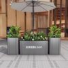 Outdoor Stainless Steel Flower Box Combination Restaurant Hotel Outdoor and Retractable Solar Light with Flower Trough Iron Flower Bed