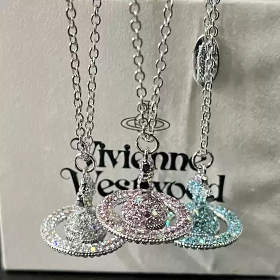 Vivienne Queen mother's diamond three-dimensional Saturn necklace female niche design high-grade clavicle chain exquisite neck